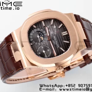 PATEK PHILIPPE Nautilus 5712 SS PPF 1:1 Best Edition Gray Dial on Brown Leather Strap A240 Super Clone V2 - Super Clone Watch | 1:1 Best Version