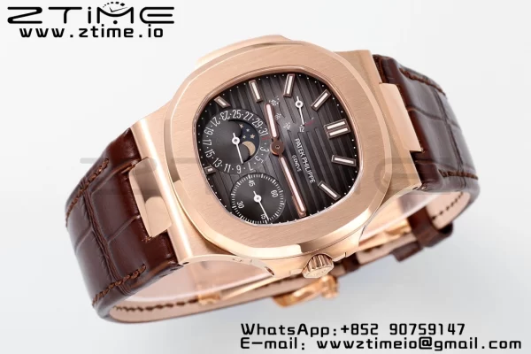 PATEK PHILIPPE Nautilus 5712 SS PPF 1:1 Best Edition Gray Dial on Brown Leather Strap A240 Super Clone V2 - Super Clone Watch | 1:1 Best Version