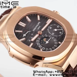 PATEK PHILIPPE Nautilus 5712 SS PPF 1:1 Best Edition Gray Dial on Brown Leather Strap A240 Super Clone V2 - Super Clone Watch | 1:1 Best Version