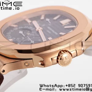 PATEK PHILIPPE Nautilus 5712 SS PPF 1:1 Best Edition Gray Dial on Brown Leather Strap A240 Super Clone V2 - Super Clone Watch | 1:1 Best Version