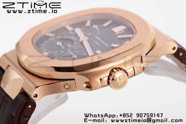 PATEK PHILIPPE Nautilus 5712 SS PPF 1:1 Best Edition Gray Dial on Brown Leather Strap A240 Super Clone V2 - Super Clone Watch | 1:1 Best Version