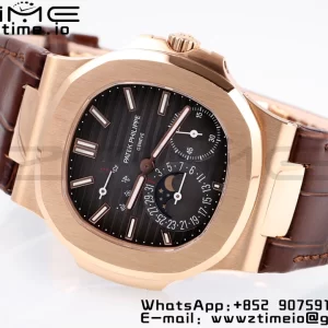 PATEK PHILIPPE Nautilus 5712 SS PPF 1:1 Best Edition Gray Dial on Brown Leather Strap A240 Super Clone V2 - Super Clone Watch | 1:1 Best Version