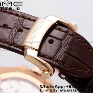 PATEK PHILIPPE Nautilus 5712 SS PPF 1:1 Best Edition Gray Dial on Brown Leather Strap A240 Super Clone V2 - Super Clone Watch | 1:1 Best Version