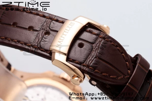 PATEK PHILIPPE Nautilus 5712 SS PPF 1:1 Best Edition Gray Dial on Brown Leather Strap A240 Super Clone V2 - Super Clone Watch | 1:1 Best Version