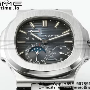 PATEK PHILIPPE Nautilus 5712 SS PPF 1:1 Best Edition Blue Dial on Black Leather Strap A240 Super Clone V2 - Super Clone Watch | 1:1 Best Version