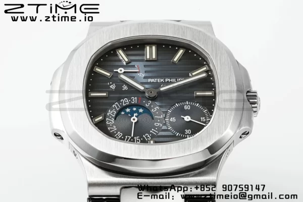PATEK PHILIPPE Nautilus 5712 SS PPF 1:1 Best Edition Blue Dial on Black Leather Strap A240 Super Clone V2 - Super Clone Watch | 1:1 Best Version