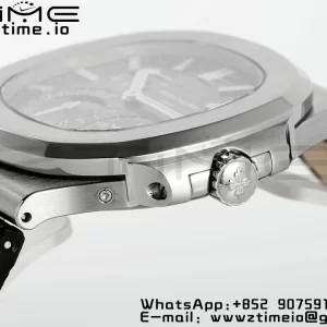 PATEK PHILIPPE Nautilus 5712 SS PPF 1:1 Best Edition Blue Dial on Black Leather Strap A240 Super Clone V2 - Super Clone Watch | 1:1 Best Version