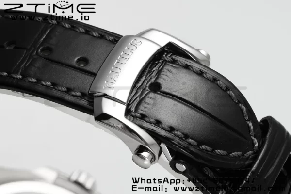 PATEK PHILIPPE Nautilus 5712 SS PPF 1:1 Best Edition Blue Dial on Black Leather Strap A240 Super Clone V2 - Super Clone Watch | 1:1 Best Version