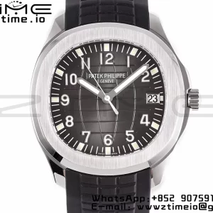 PATEK PHILIPPE Aquanaut 5165A 40mm SS ZF 1:1 Best Edition Cadran negru pe curea de cauciuc negru 324CS - Super Clone Watch | 1:1 Best Version