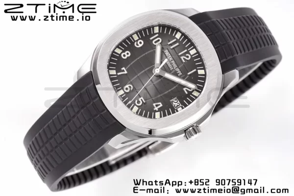 PATEK PHILIPPE Aquanaut 5165A 40mm SS ZF 1:1 Best Edition Cadran negru pe curea de cauciuc negru 324CS - Super Clone Watch | 1:1 Best Version