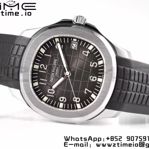 PATEK PHILIPPE Aquanaut 5165A 40mm SS ZF 1:1 Best Edition Cadran negru pe curea de cauciuc negru 324CS - Super Clone Watch | 1:1 Best Version