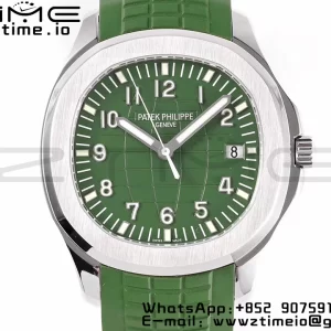 PATEK PHILIPPE Aquanaut 5168G 42mm SS ZF 1:1 Best Edition Green Dial on Green Rubber Strap 324CS - Super Clone Watch | 1:1 Best Version
