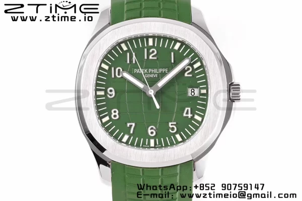 PATEK PHILIPPE Aquanaut 5168G 42mm SS ZF 1:1 Best Edition Green Dial on Green Rubber Strap 324CS - Super Clone Watch | 1:1 Best Version