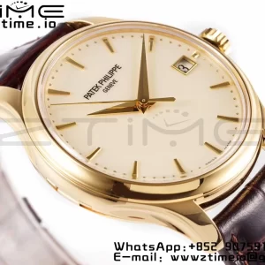 PATEK PHILIPPE Calatrava 5227J YG ZF 1:1 Best Edition White Dial on Brown Leather Strap A324CS - Super Clone Watch | 1:1 Best Version