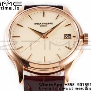 PATEK PHILIPPE Calatrava 5227J RG ZF 1:1 Best Edition White Dial on Brown Leather Strap A324CS - Super Clone Watch | 1:1 Best Version