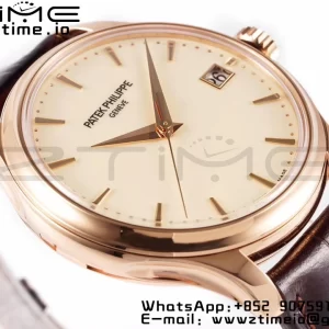 PATEK PHILIPPE Calatrava 5227J RG ZF 1:1 Best Edition White Dial on Brown Leather Strap A324CS - Super Clone Watch | 1:1 Best Version