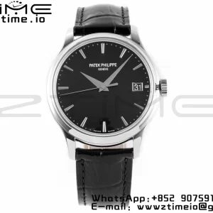 PATEK PHILIPPE Calatrava 5227 SS ZF 1:1 Best Edition Black Dial on Black Leather Strap 324CS - Super Clone Watch | 1:1 Best Version
