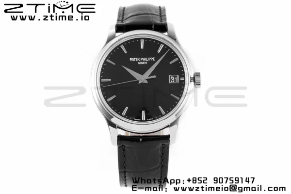 PATEK PHILIPPE Calatrava 5227 SS ZF 1:1 Best Edition Black Dial on Black Leather Strap 324CS - Super Clone Watch | 1:1 Best Version
