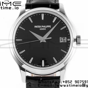 PATEK PHILIPPE Calatrava 5227 SS ZF 1:1 Best Edition Black Dial on Black Leather Strap 324CS - Super Clone Watch | 1:1 Best Version
