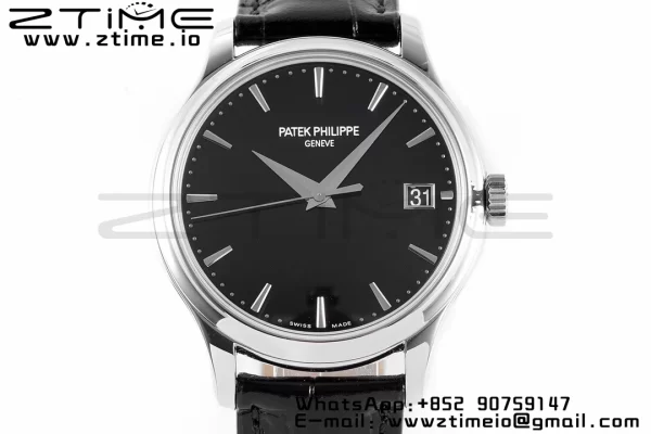 PATEK PHILIPPE Calatrava 5227 SS ZF 1:1 Best Edition Black Dial on Black Leather Strap 324CS - Super Clone Watch | 1:1 Best Version