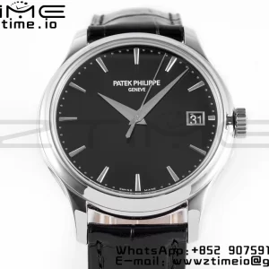 PATEK PHILIPPE Calatrava 5227 SS ZF 1:1 Best Edition Black Dial on Black Leather Strap 324CS - Super Clone Watch | 1:1 Best Version