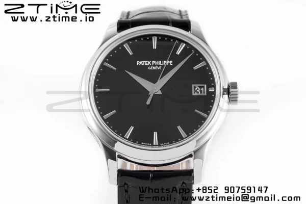 PATEK PHILIPPE Calatrava 5227 SS ZF 1:1 Best Edition Black Dial on Black Leather Strap 324CS - Super Clone Watch | 1:1 Best Version