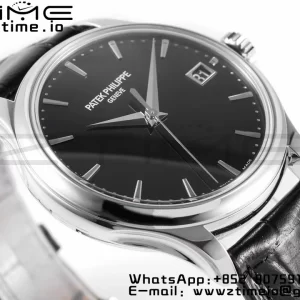 PATEK PHILIPPE Calatrava 5227 SS ZF 1:1 Best Edition Black Dial on Black Leather Strap 324CS - Super Clone Watch | 1:1 Best Version
