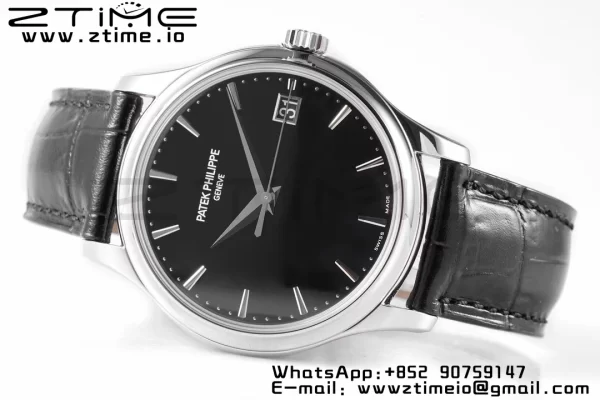 PATEK PHILIPPE Calatrava 5227 SS ZF 1:1 Best Edition Black Dial on Black Leather Strap 324CS - Super Clone Watch | 1:1 Best Version