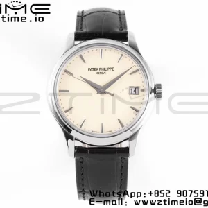 PATEK PHILIPPE Calatrava 5227 SS ZF 1:1 Best Edition White Dial on Black Leather Strap 324CS - Super Clone Watch | 1:1 Best Version