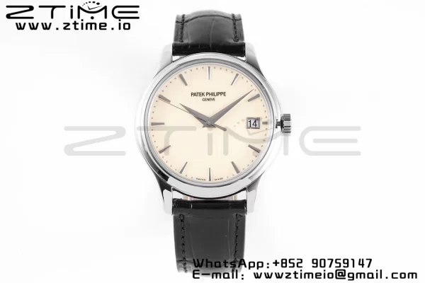 PATEK PHILIPPE Calatrava 5227 SS ZF 1:1 Best Edition White Dial on Black Leather Strap 324CS - Super Clone Watch | 1:1 Best Version