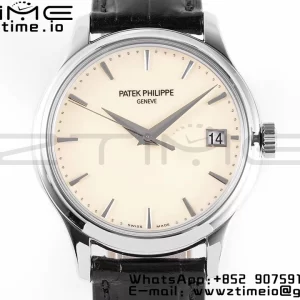 PATEK PHILIPPE Calatrava 5227 SS ZF 1:1 Best Edition White Dial on Black Leather Strap 324CS - Super Clone Watch | 1:1 Best Version