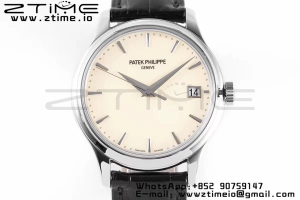 PATEK PHILIPPE Calatrava 5227 SS ZF 1:1 Best Edition White Dial on Black Leather Strap 324CS - Super Clone Watch | 1:1 Best Version