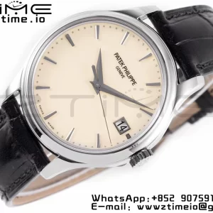 PATEK PHILIPPE Calatrava 5227 SS ZF 1:1 Best Edition White Dial on Black Leather Strap 324CS - Super Clone Watch | 1:1 Best Version