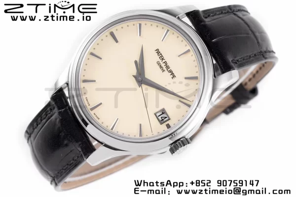 PATEK PHILIPPE Calatrava 5227 SS ZF 1:1 Best Edition White Dial on Black Leather Strap 324CS - Super Clone Watch | 1:1 Best Version