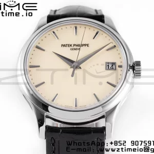 PATEK PHILIPPE Calatrava 5227 SS ZF 1:1 Best Edition White Dial on Black Leather Strap 324CS - Super Clone Watch | 1:1 Best Version