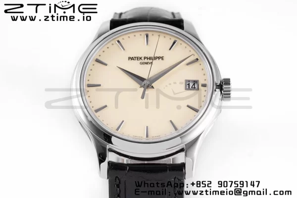 PATEK PHILIPPE Calatrava 5227 SS ZF 1:1 Best Edition White Dial on Black Leather Strap 324CS - Super Clone Watch | 1:1 Best Version