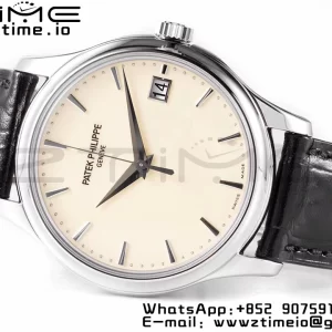 PATEK PHILIPPE Calatrava 5227 SS ZF 1:1 Best Edition White Dial on Black Leather Strap 324CS - Super Clone Watch | 1:1 Best Version