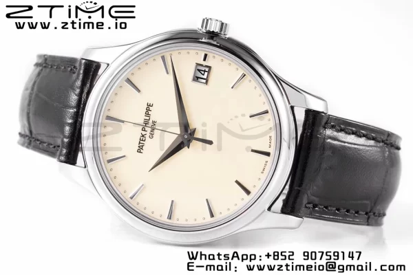 PATEK PHILIPPE Calatrava 5227 SS ZF 1:1 Best Edition White Dial on Black Leather Strap 324CS - Super Clone Watch | 1:1 Best Version
