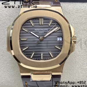 PATEK PHILIPPE Nautilus 5711/1R RG 3KF 1:1 Best Edition Brown Textured Dial on Brown Leather Strap A324 Super Clone V2 - Super Clone Watch | 1:1 Best Version