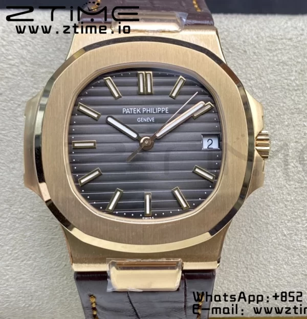 PATEK PHILIPPE Nautilus 5711/1R RG 3KF 1:1 Best Edition Brown Textured Dial on Brown Leather Strap A324 Super Clone V2 - Super Clone Watch | 1:1 Best Version