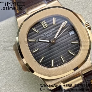 PATEK PHILIPPE Nautilus 5711/1R RG 3KF 1:1 Best Edition Brown Textured Dial on Brown Leather Strap A324 Super Clone V2 - Super Clone Watch | 1:1 Best Version