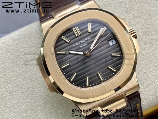 PATEK PHILIPPE Nautilus 5711/1R RG 3KF 1:1 Best Edition Brown Textured Dial on Brown Leather Strap A324 Super Clone V2 - Super Clone Watch | 1:1 Best Version