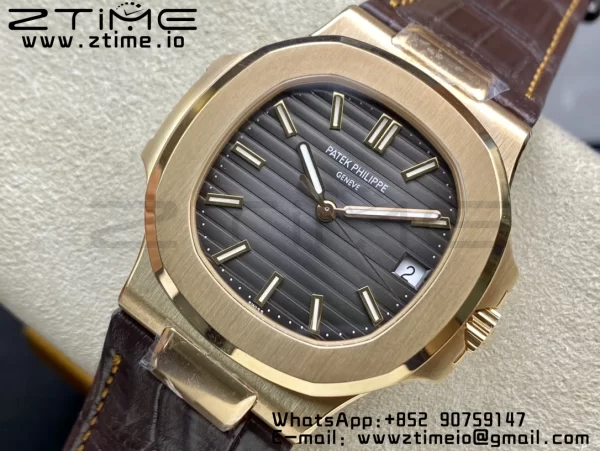 PATEK PHILIPPE Nautilus 5711/1R RG 3KF 1:1 Best Edition Brown Textured Dial on Brown Leather Strap A324 Super Clone V2 - Super Clone Watch | 1:1 Best Version
