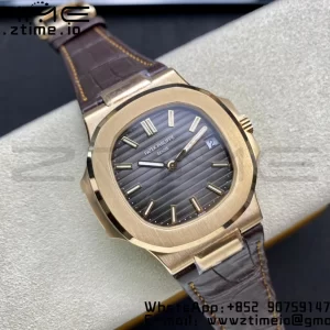PATEK PHILIPPE Nautilus 5711/1R RG 3KF 1:1 Best Edition Brown Textured Dial on Brown Leather Strap A324 Super Clone V2 - Super Clone Watch | 1:1 Best Version