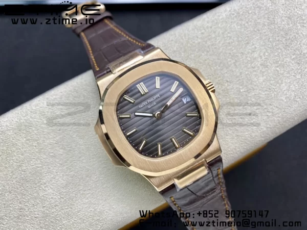 PATEK PHILIPPE Nautilus 5711/1R RG 3KF 1:1 Best Edition Brown Textured Dial on Brown Leather Strap A324 Super Clone V2 - Super Clone Watch | 1:1 Best Version