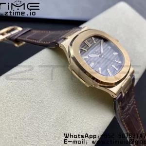PATEK PHILIPPE Nautilus 5711/1R RG 3KF 1:1 Best Edition Brown Textured Dial on Brown Leather Strap A324 Super Clone V2 - Super Clone Watch | 1:1 Best Version