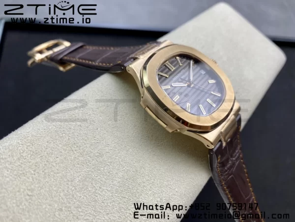 PATEK PHILIPPE Nautilus 5711/1R RG 3KF 1:1 Best Edition Brown Textured Dial on Brown Leather Strap A324 Super Clone V2 - Super Clone Watch | 1:1 Best Version