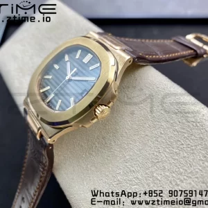 PATEK PHILIPPE Nautilus 5711/1R RG 3KF 1:1 Best Edition Brown Textured Dial on Brown Leather Strap A324 Super Clone V2 - Super Clone Watch | 1:1 Best Version