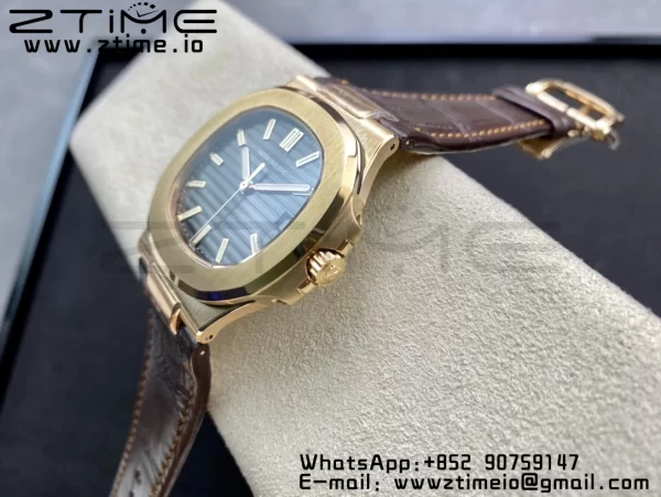PATEK PHILIPPE Nautilus 5711/1R RG 3KF 1:1 Best Edition Brown Textured Dial on Brown Leather Strap A324 Super Clone V2 - Super Clone Watch | 1:1 Best Version