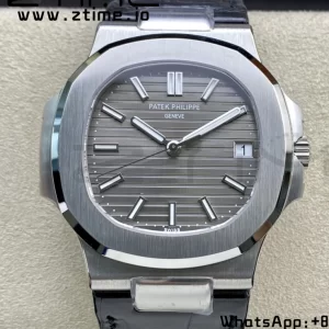 PATEK PHILIPPE Nautilus 5711 SS 3KF 1:1 Best Edition Gray Textured Dial on Black Leather Strap A324 Super Clone V2 - Super Clone Watch | 1:1 Best Version